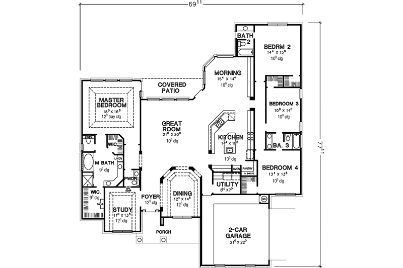 Dream House Plan - Floor Plan - Main Floor for European House Plan #472-336 - 4 bed, 3.5 bath