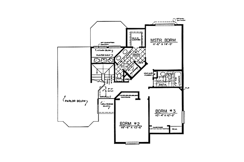 House Blueprint - Floor Plan - Upper Floor for Traditional House Plan #303-468 - 3 bed, 3 bath