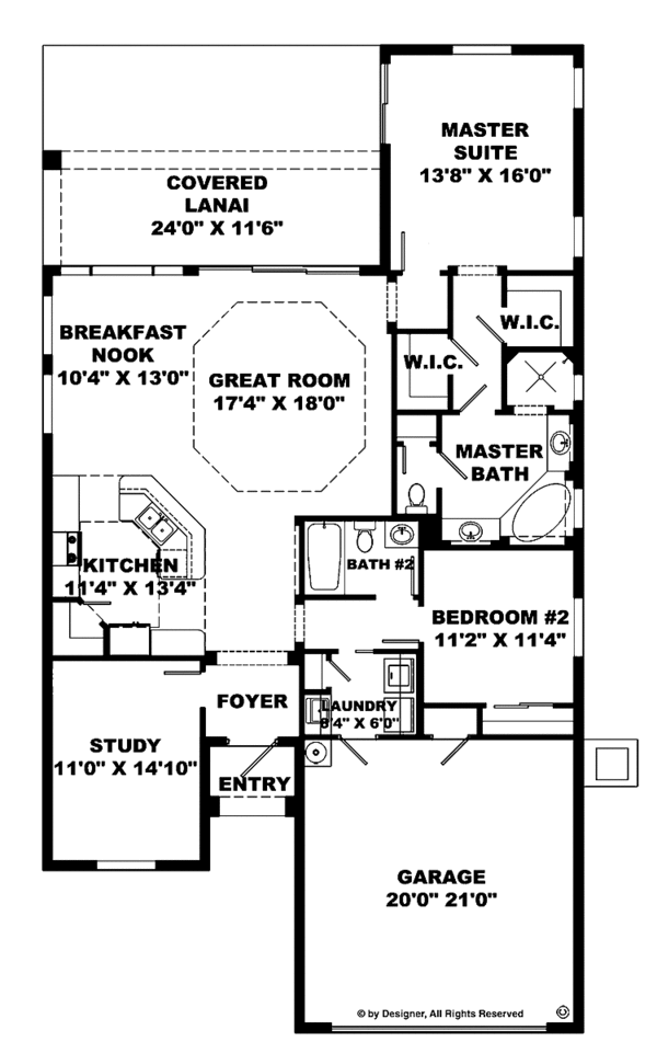 Architectural House Design - Mediterranean Floor Plan - Main Floor Plan #1017-80