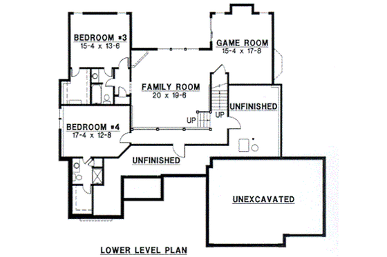 Floor Plan - Lower Floor for Traditional House Plan #67-114 - 4 bed, 4 bath