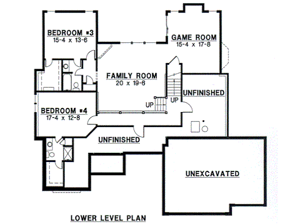 Traditional Floor Plan - Lower Floor Plan #67-114