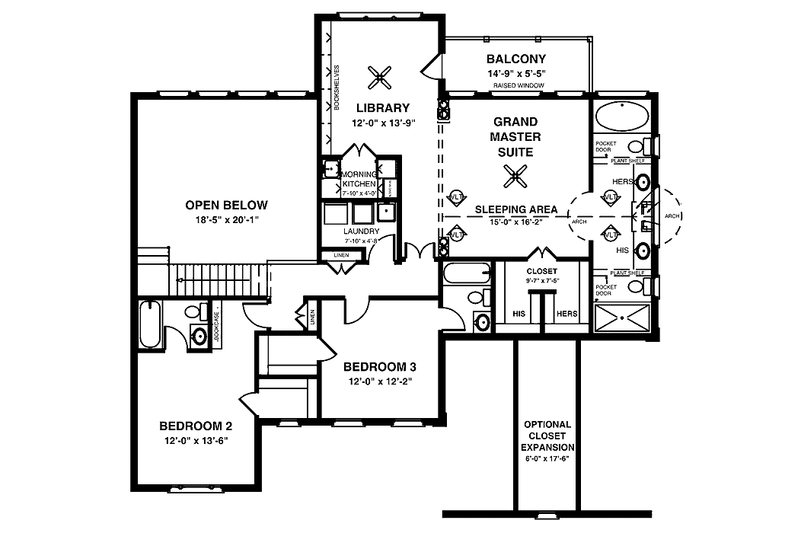 Architectural House Design - Floor Plan - Upper Floor for Traditional House Plan #56-669 - 4 bed, 4 bath