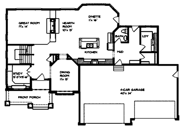 Dream House Plan - Craftsman Floor Plan - Main Floor Plan #320-1006