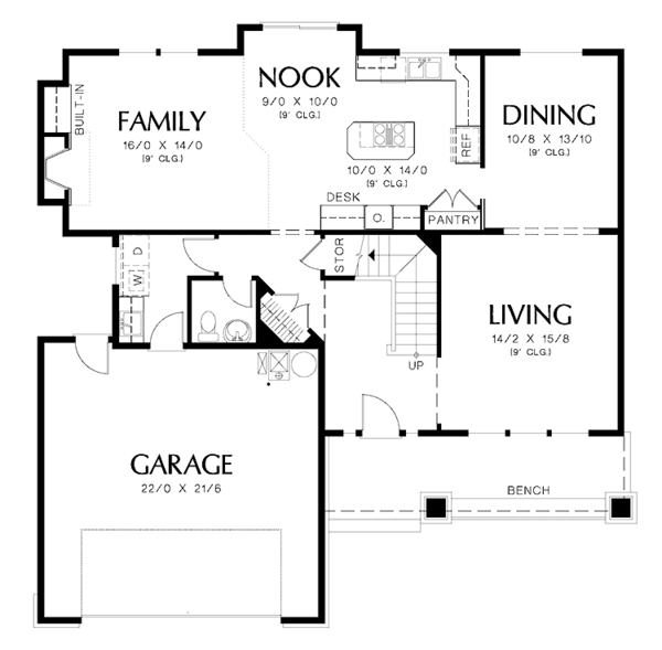 Architectural House Design - Craftsman Floor Plan - Main Floor Plan #48-789