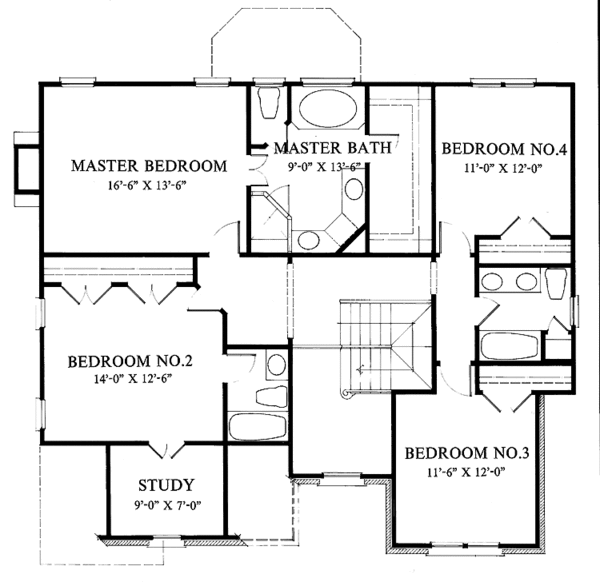 Home Plan - Colonial Floor Plan - Upper Floor Plan #429-109