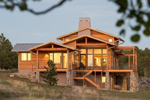 Exterior - Rear Elevation for Prairie House Plan #1042-17 - 4 bed, 4 bath