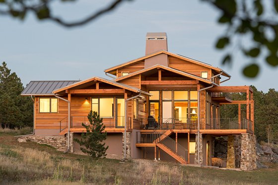 Exterior - Rear Elevation for Prairie House Plan #1042-17 - 4 bed, 4 bath