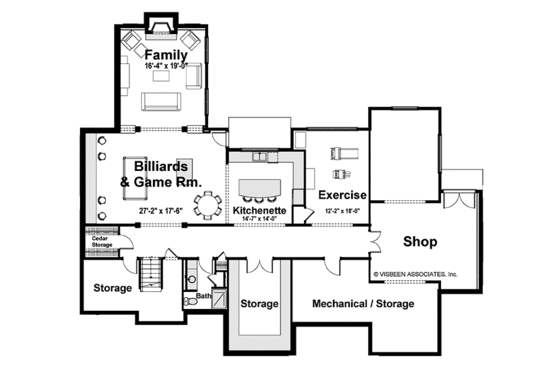 Floor Plan - Lower Floor for European House Plan #928-101 - 5 bed, 5.5 bath