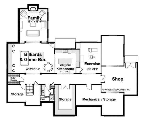 House Plan Design - European Floor Plan - Lower Floor Plan #928-101