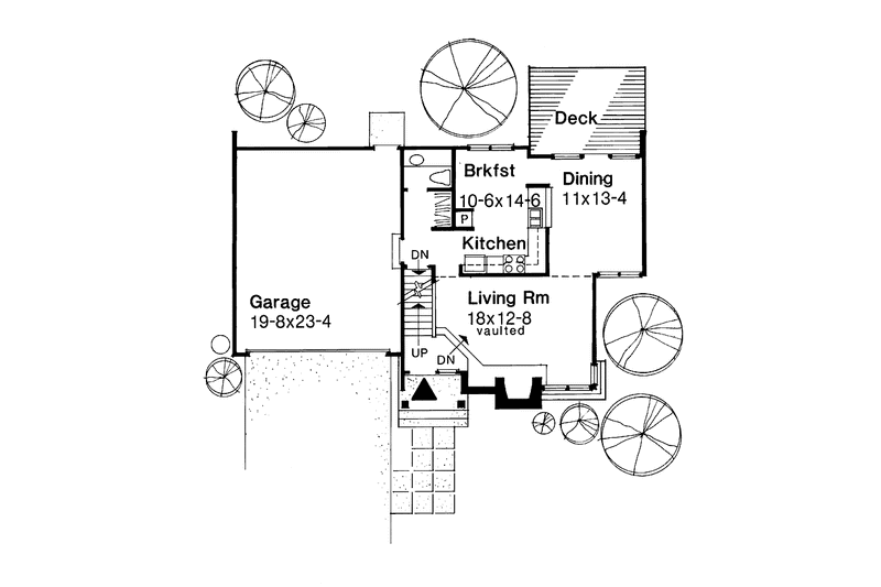 Home Plan - Floor Plan - Main Floor for Contemporary House Plan #320-1498 - 2 bed, 2.5 bath