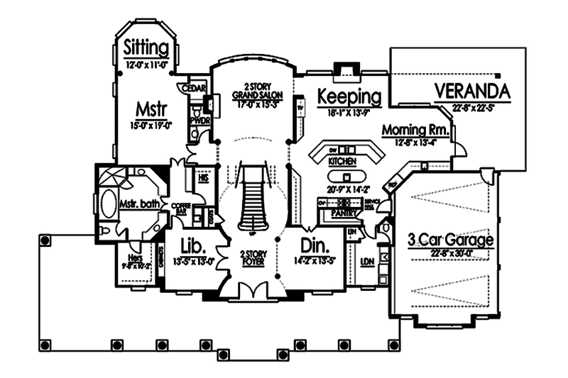 Architectural House Design - Floor Plan - Main Floor for Colonial House Plan #119-412 - 5 bed, 5.5 bath