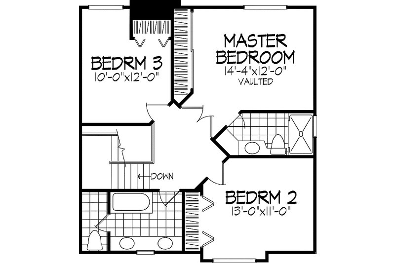 Home Plan - Floor Plan - Upper Floor for Country House Plan #320-705 - 2 bed, 2.5 bath