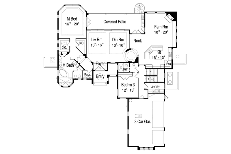 House Blueprint - Floor Plan - Main Floor for Mediterranean House Plan #417-527 - 5 bed, 6.5 bath