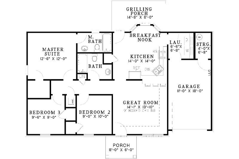House Plan Design - Floor Plan - Main Floor for Colonial House Plan #17-3129 - 3 bed, 2 bath