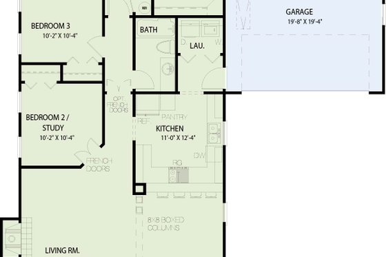 Exterior - Front Elevation 5 for Southern House Plan #17-180 - 3 bed, 2 bath