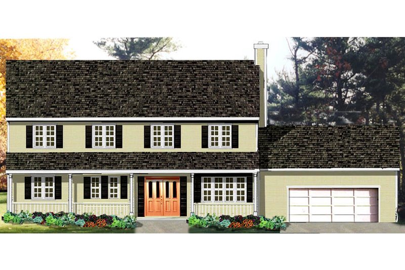 Colonial Style House Plan - 2 Beds 2.5 Baths 1918 Sq/Ft Plan #3-156