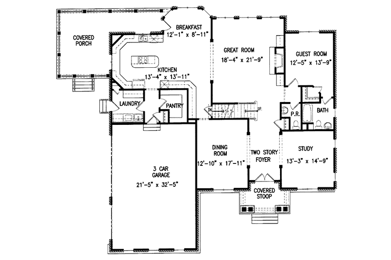 Home Plan - Floor Plan - Main Floor for Colonial House Plan #54-214 - 5 bed, 4.5 bath