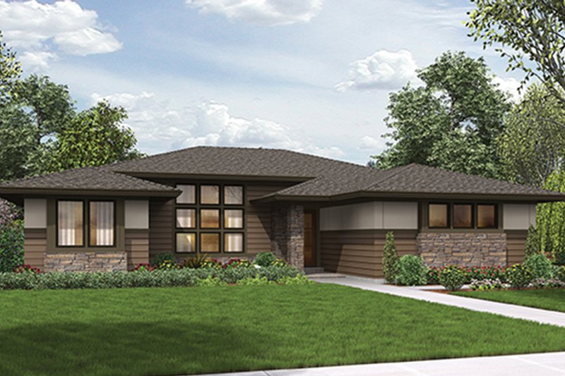 Home Plan - Exterior - Front Elevation 4 for Contemporary House Plan #48-917 - 3 bed, 2 bath