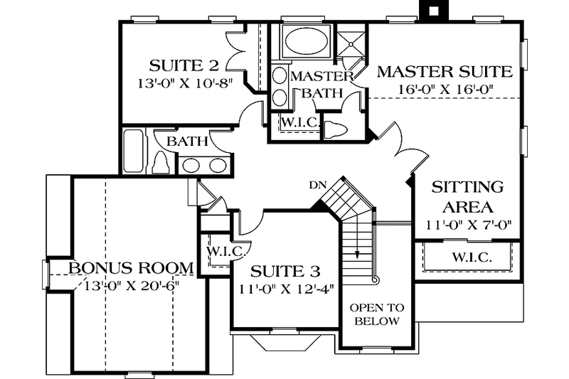 House Blueprint - Floor Plan - Upper Floor for Traditional House Plan #453-507 - 3 bed, 2.5 bath