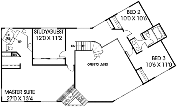 Home Plan - Mediterranean Floor Plan - Upper Floor Plan #60-956