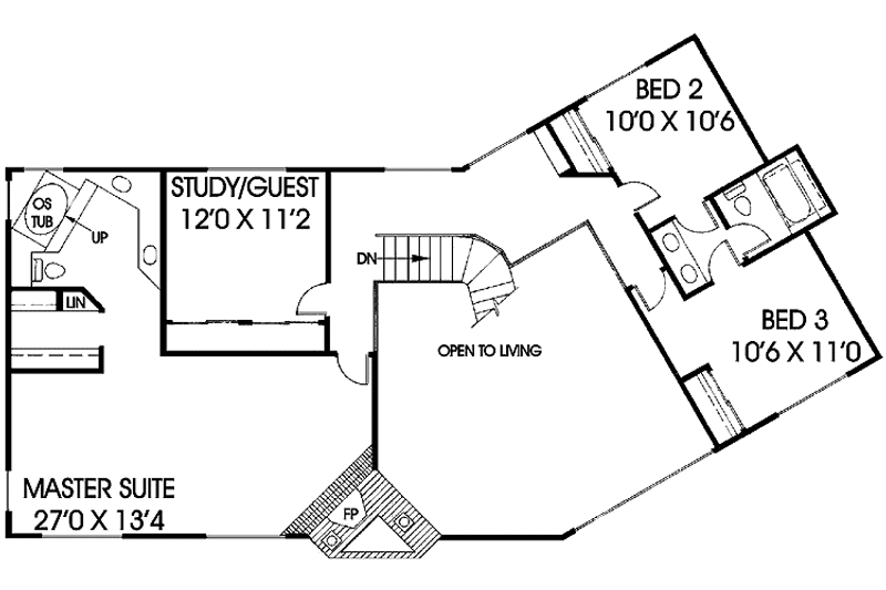 Home Plan - Floor Plan - Upper Floor for Mediterranean House Plan #60-956 - 4 bed, 3.5 bath