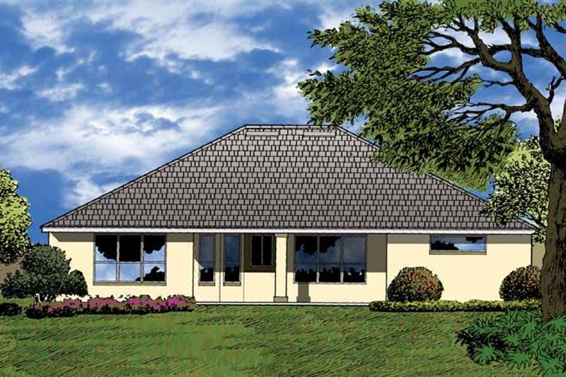 House Blueprint - Exterior - Rear Elevation for Mediterranean House Plan #1015-14 - 4 bed, 3 bath