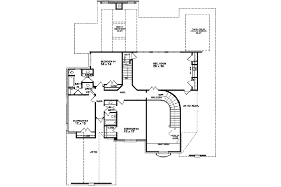 Floor Plan - Upper Floor for European House Plan #81-645 - 4 bed, 4 bath