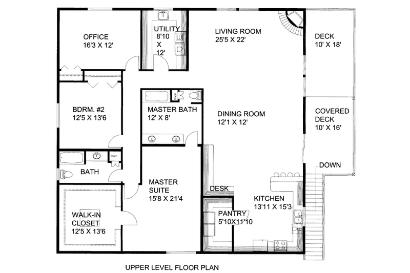 Architectural House Design - Floor Plan - Main Floor for Cabin House Plan #117-782 - 2 bed, 2 bath