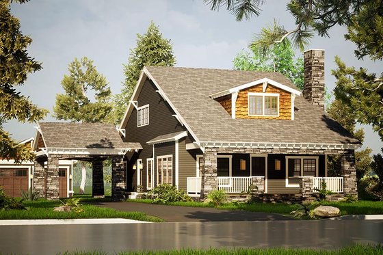 Exterior - Front Elevation 3 for Country House Plan #923-149 - 3 bed, 3.5 bath
