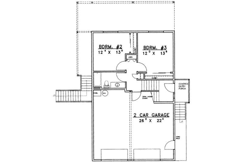 Dream House Plan - Floor Plan - Lower Floor for Traditional House Plan #117-446 - 3 bed, 2 bath