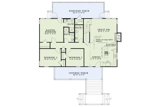 Floor Plan - Main Floor for Country House Plan #17-3280 - 4 bed, 4 bath
