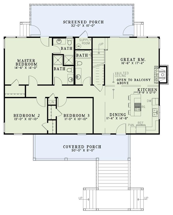 Country Floor Plan - Main Floor Plan #17-3280