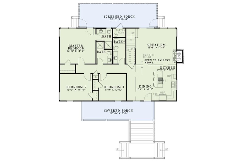 Home Plan - Floor Plan - Main Floor for Country House Plan #17-3280 - 4 bed, 4 bath