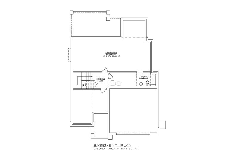 Dream House Plan - Floor Plan - Lower Floor for Prairie House Plan #1100-100 - 3 bed, 2.5 bath
