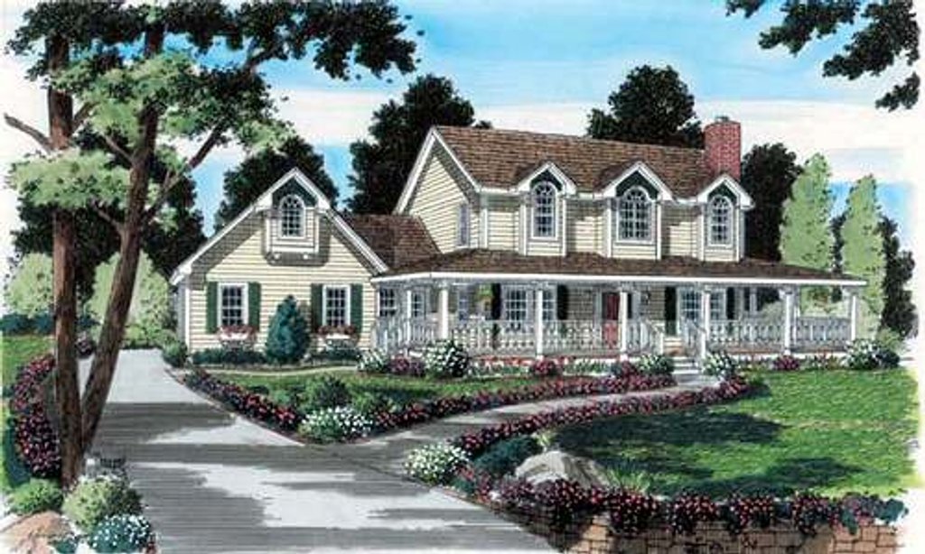 Exterior - Front Elevation 2 for Country House Plan #312-164 - 3 bed, 2.5 bath
