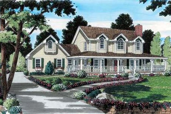 Exterior - Front Elevation for Country House Plan #312-164 - 3 bed, 2.5 bath