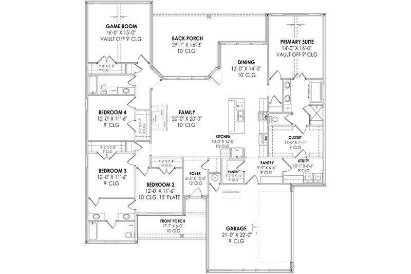 House Plan Design - Floor Plan - Main Floor for Farmhouse House Plan #1096-70 - 4 bed, 3 bath