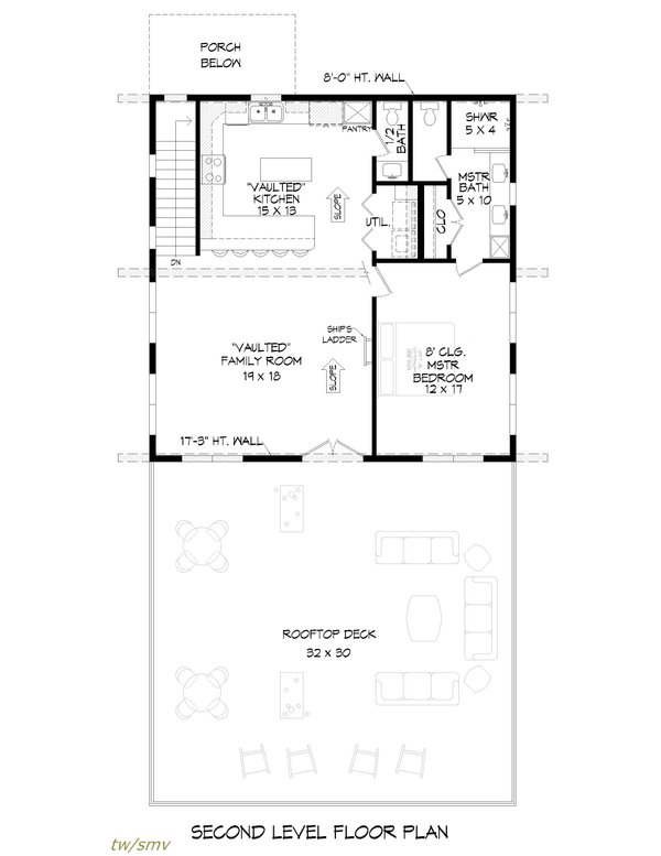 Contemporary Floor Plan - Upper Floor Plan #932-678