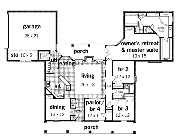 Southern Floor Plan - Main Floor Plan #45-279