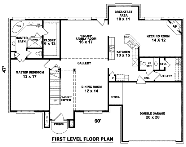 Floor Plan - Main Floor for European House Plan #81-844 - 4 bed, 3.5 bath