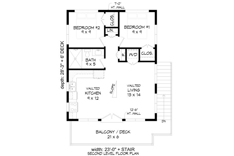 Architectural House Design - Floor Plan - Upper Floor for Contemporary House Plan #932-751 - 2 bed, 1.5 bath