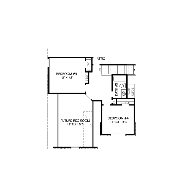 Traditional Floor Plan - Upper Floor Plan #424-95