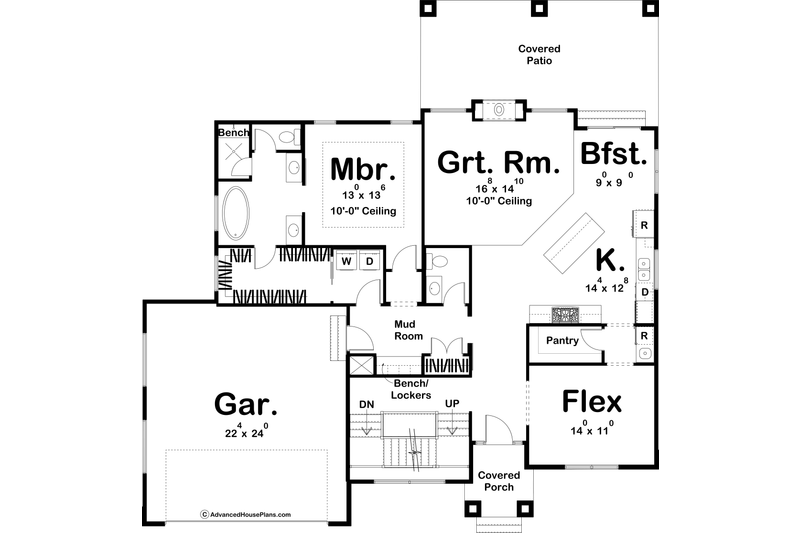 House Design - Floor Plan - Main Floor for Contemporary House Plan #455-255 - 4 bed, 2.5 bath