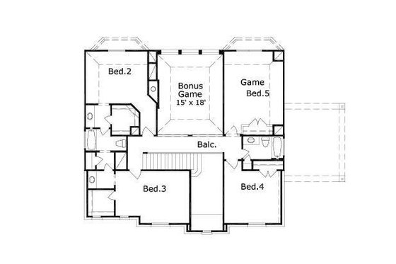 Floor Plan - Upper Floor for European House Plan #411-510 - 4 bed, 3.5 bath