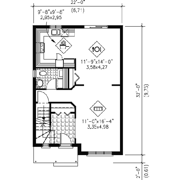 House Plan Design - Traditional Floor Plan - Main Floor Plan #25-4020