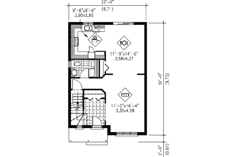 Dream House Plan - Floor Plan - Main Floor for Traditional House Plan #25-4020 - 3 bed, 1.5 bath