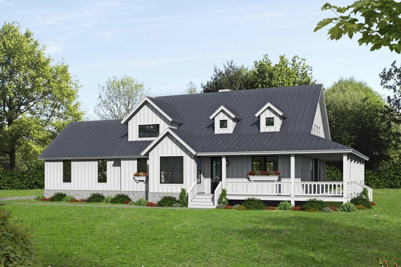 House Blueprint - Farmhouse Exterior - Front Elevation Plan #932-137