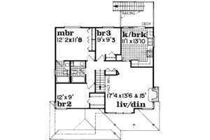 Floor Plan - Upper Floor for Traditional House Plan #47-557 - 3 bed, 2 bath
