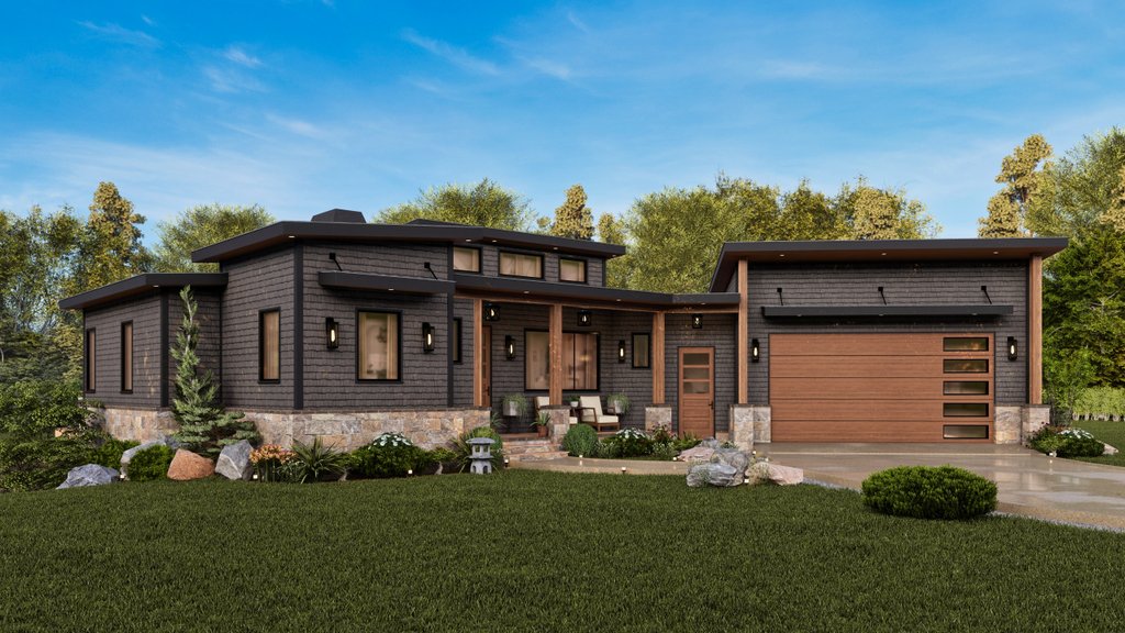 Exterior - Front Elevation 5 for Contemporary House Plan #54-679 - 3 bed, 2 bath