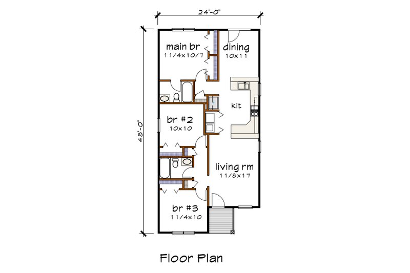 Home Plan - Floor Plan - Main Floor for Cottage House Plan #79-130 - 3 bed, 2 bath